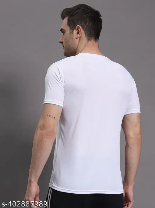 Pink polyester men's solid round t-shirts pack of 4, short sleeves, varied sizes S to XXL. Comfortable apparel for everyday wear, made in India