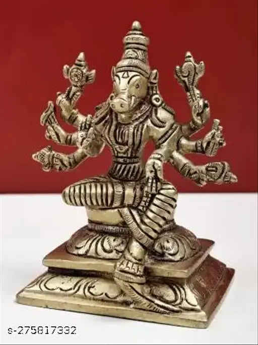 Brass 8cm Varahi Amman statue, finely detailed Indian god idol