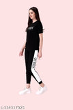 Striped cotton blend activewear tracksuit, women's summer yogawear in trending print design, India origin