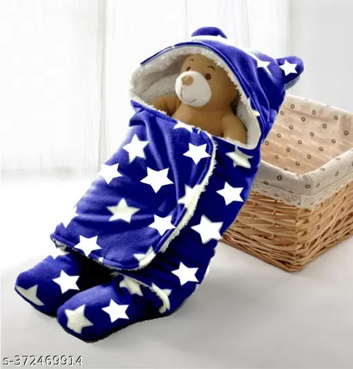 Microfiber hooded baby blanket, soft and warm for newborn boys and girls, ideal for heavy winter, 3D printed design, pack of 1, size 70x18 inches, made in India