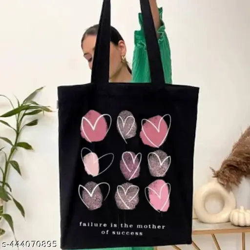 Black rubber material, tote bag with hearts, 12 pockets, suitable for college girls