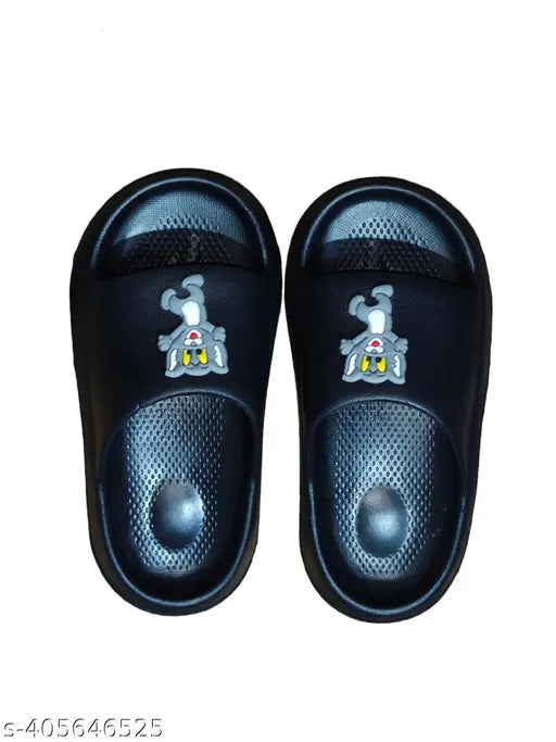 Black color Tom & Jerry kids flip flops - vibrant sliders for fun and healthy foot development (PU sole)