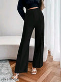 Black high-waisted trousers, women's fashion