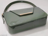 Green velvet slingbag, lightweight, short shoulder strap, smooth texture