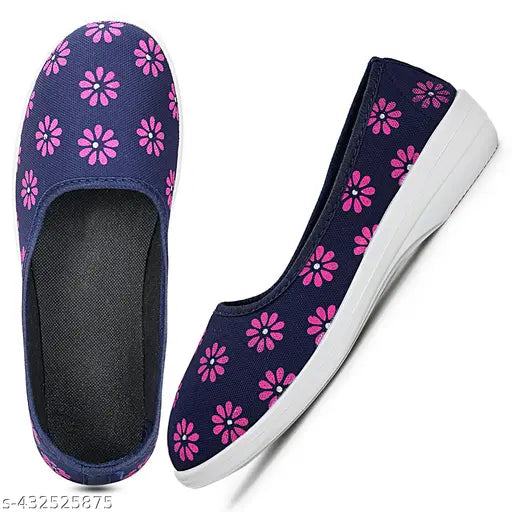 Two women's fancy flip flops with blue soles and pink flower patterns