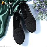 Stylish canvas bellies with memory foam, lightweight and breathable women's ballerinas in solid pattern - India origin