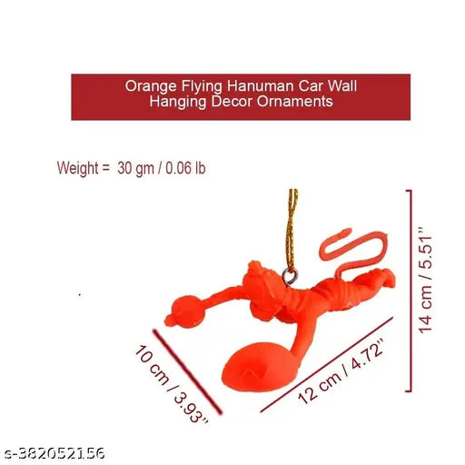 Orange Flying Hanuman car net, traditional Indian decor accessory