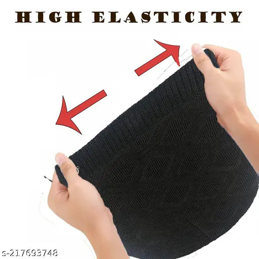 Black, knitted woolen cap for comfort and style during winter