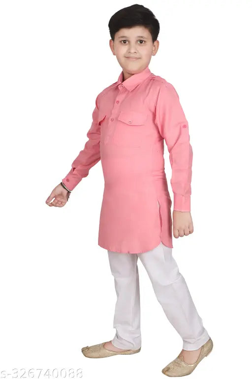 Cotton Boys Kurta Pathani Suit, solid pattern Indian ethnic wear for 2-11 years