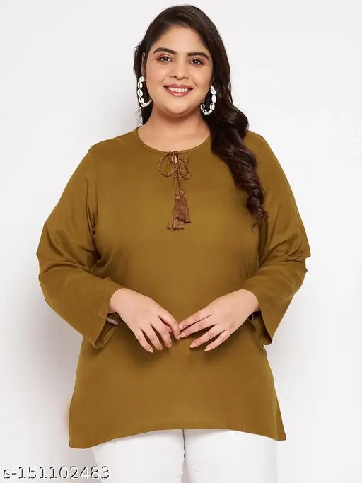 Vinaan Plus Size Solid Rayon Top, stylish and comfortable women's western wear in XL-5XL