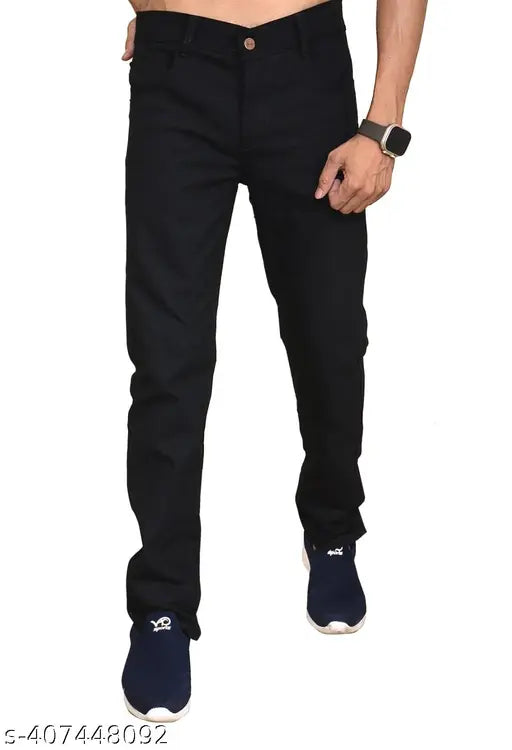 Men's black slim-fit low rise denim jeans with stretch and durable construction - size 28/30/32, India origin