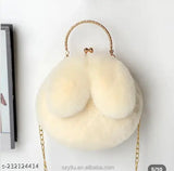 Fur sling bag, autumn accessories for women and kids, handbag with long handles, sling bag for casual outings