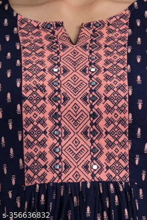 Rayon Fastival kurti with embroidery, three-quarter sleeve, printed combo, Deewali sale