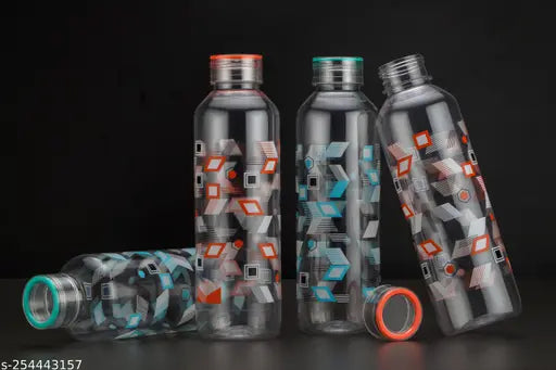 White, plastic, leak-proof Homify 1L premium water bottles for school, college, office (pack of 6) on table