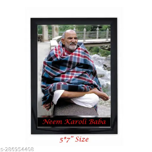 57-inch Indian Neem Karoli Baba religious wall hanging frame, perfect for table art