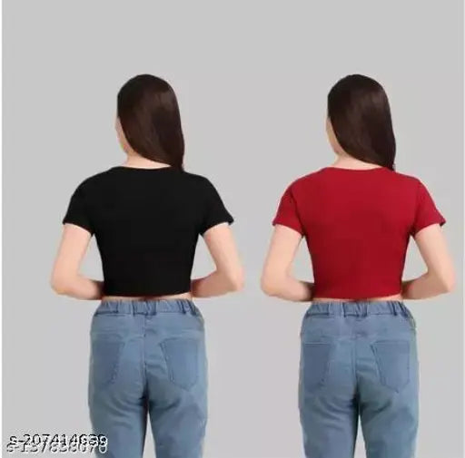 Blessed printed cotton blend crop top combo (2 pack), stylish for women, perfect Raksha Bandhan gift from India
