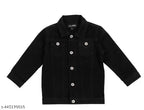 Boys black denim jacket, solid style for 2-3 years, long sleeves, India origin