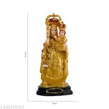 Gold polyresin Velankanni Matha showpiece idol, Christian religious Mother Mary figurine for home decor, 21x9x9cm