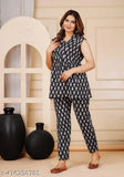Katha cotton printed night suit top & pyjama coord set, three-quarter sleeves, comfortable sleepwear for women - made in India