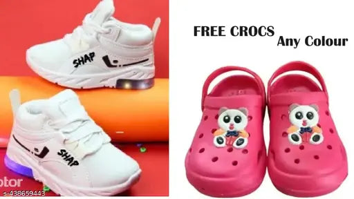 White, black, red shoes with cartoon character design on the side, any color