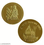 Pure brass, handcrafted Annapurna Devi idol statues (pack of 2), Kashi origin, includes 2 maata coins