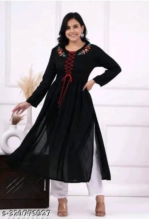 Black cotton long-sleeve solid naera embroidery, high-quality Indian-made clothing for men or women