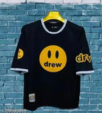 Heavy printed cotton drop shoulder t-shirt in Drew design, three-quarter sleeves - Made in India