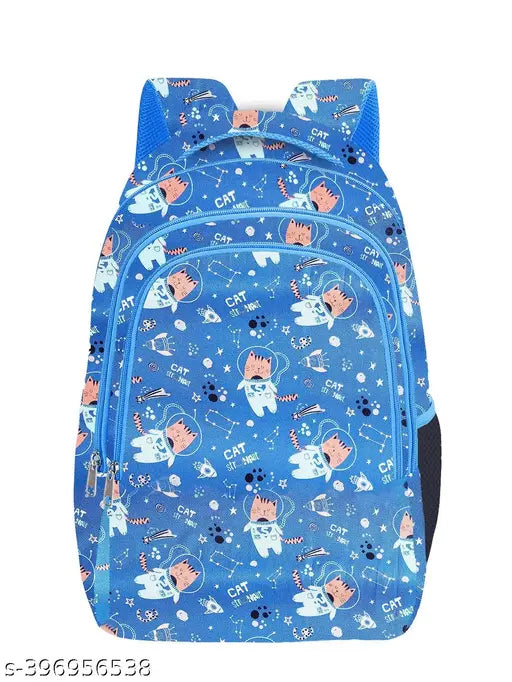 Frantic Polyester 26 L School Backpack With Pencil School Bag Class 1 to 8 Daypack (RR_Skyblue_Cat_Stronaut_2024_A)