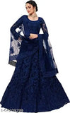 Embroidered silk-blend Lehenga Choli with net dupatta, featuring Indian embroidery and lace, free size, 42 inch length, made in India