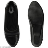 Synthetic leather black ballerinas - slip-on style for sizes IND-3 to IND-8, Indian origin