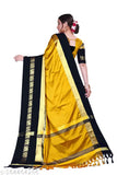 Yellow and black sari with pallu