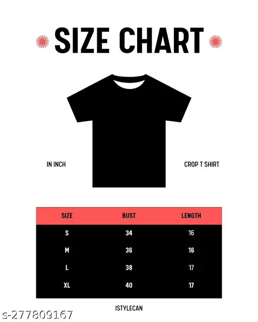 Black solid cotton women's crop T-shirt, short sleeve, regular fit, black color