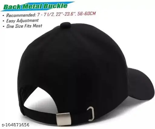 Black cotton baseball cap, self-design pattern, one size, Indian origin