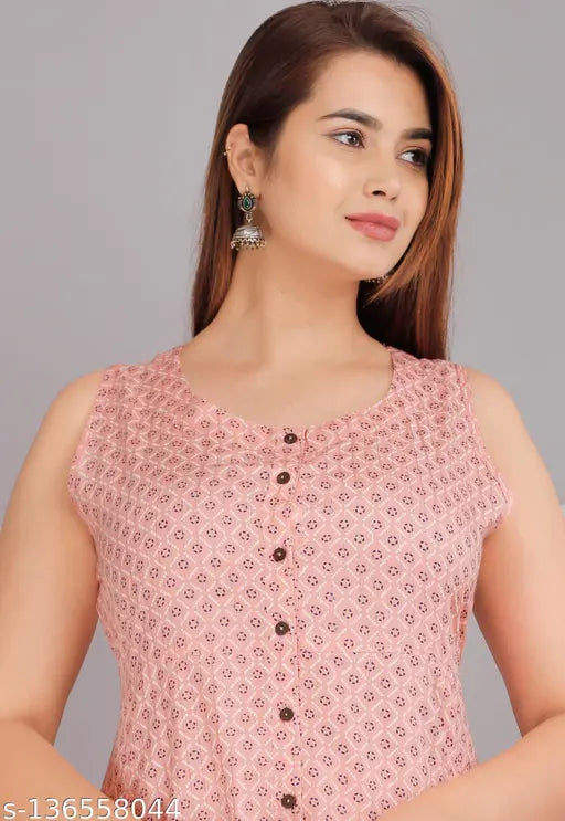 Pink sleeveless anarkali dress