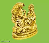 Yellow metal Ananthapadmanabha idol with Laxmi, handcrafted polyresin, exquisite home decor piece, Indian origin