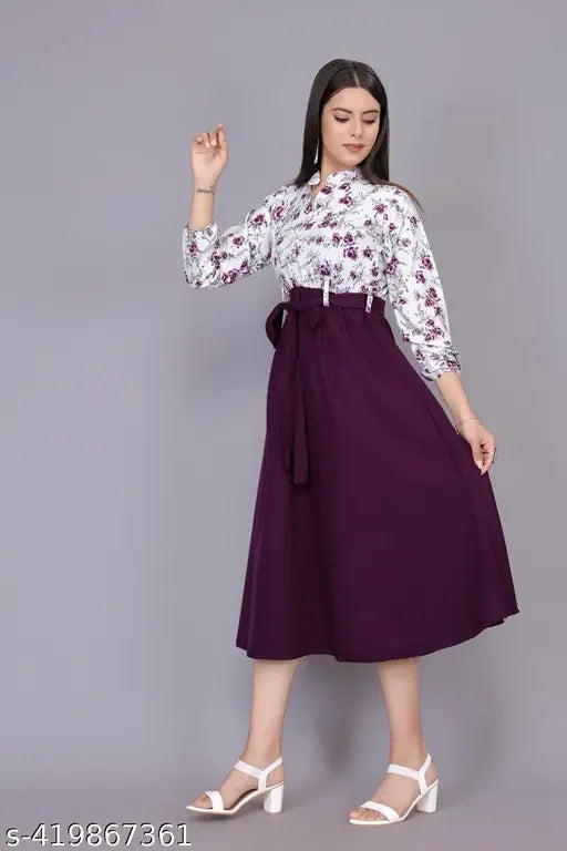 Pretty feminine crepe jumpsuit, long-sleeved printed net design for women, multiple sizes available