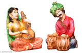 Resin Rajasthani Musicians Showpiece, 2-pack handmade figurines for home decor, Indian artisan crafted musical showpiece for living room or dining room