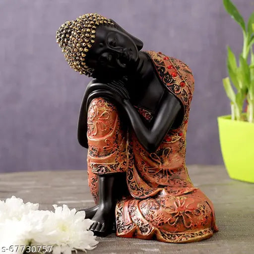 Resin medium Buddha statue with serene posture, 23cm x 10cm x 17cm, perfect for zen spaces or gift-giving