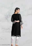 Georgette and crepe Floral Embroidered Pakistani Kurta Pair with white pant set, new designer work full sleeve top and printed net patterns (Single size, XS-XXL)