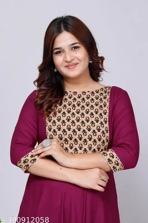 Viscose Rayon Anarkali Kurta for Women, versatile for party, festive, casual wear, solid design" (103 characters)