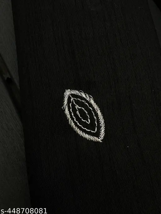 Embellished super net saree with silver zari embroidery and glitter sequins, free size, 5.5m length