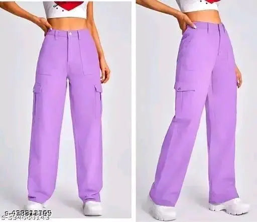 Cotton blend lavender pants, newly buttoned, size 26-32, Indian-made solid-pattern trousers