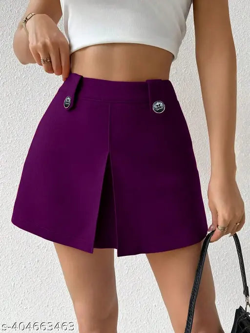 Magenta wool pleated skirt