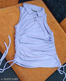 Elastodiene solid color trendy crop top for urban women, made in India