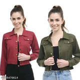 Cotton solid-color women's fancy jacket from The Morden Soul, perfect for fall fashion (L size, bust 38in, length 25in)