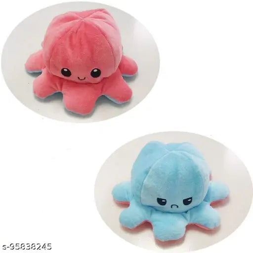 Reversible poly cotton octopus toy, colorful for babies and kids from India