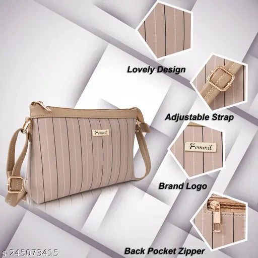 Women's fashion handbag, casual design, crossbody strap, beige pocketbook