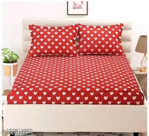 White cotton super fine double bedsheet, 90x90 with 2 romantic pillow covers - Ah Enterprises
