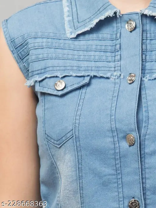 Denim short-sleeve solid net wasket jekeat men's casual jacket from India