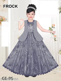 Grey embellished net gown by WEARBLISS for girls parties and celebrations, ideal for ages 3-10. Made in India